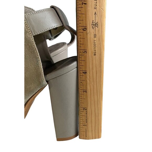 VINCE Women Heel Size 8 Gray Addison Peep Toe Block Suede Casual Party Office - Picture 11 of 12